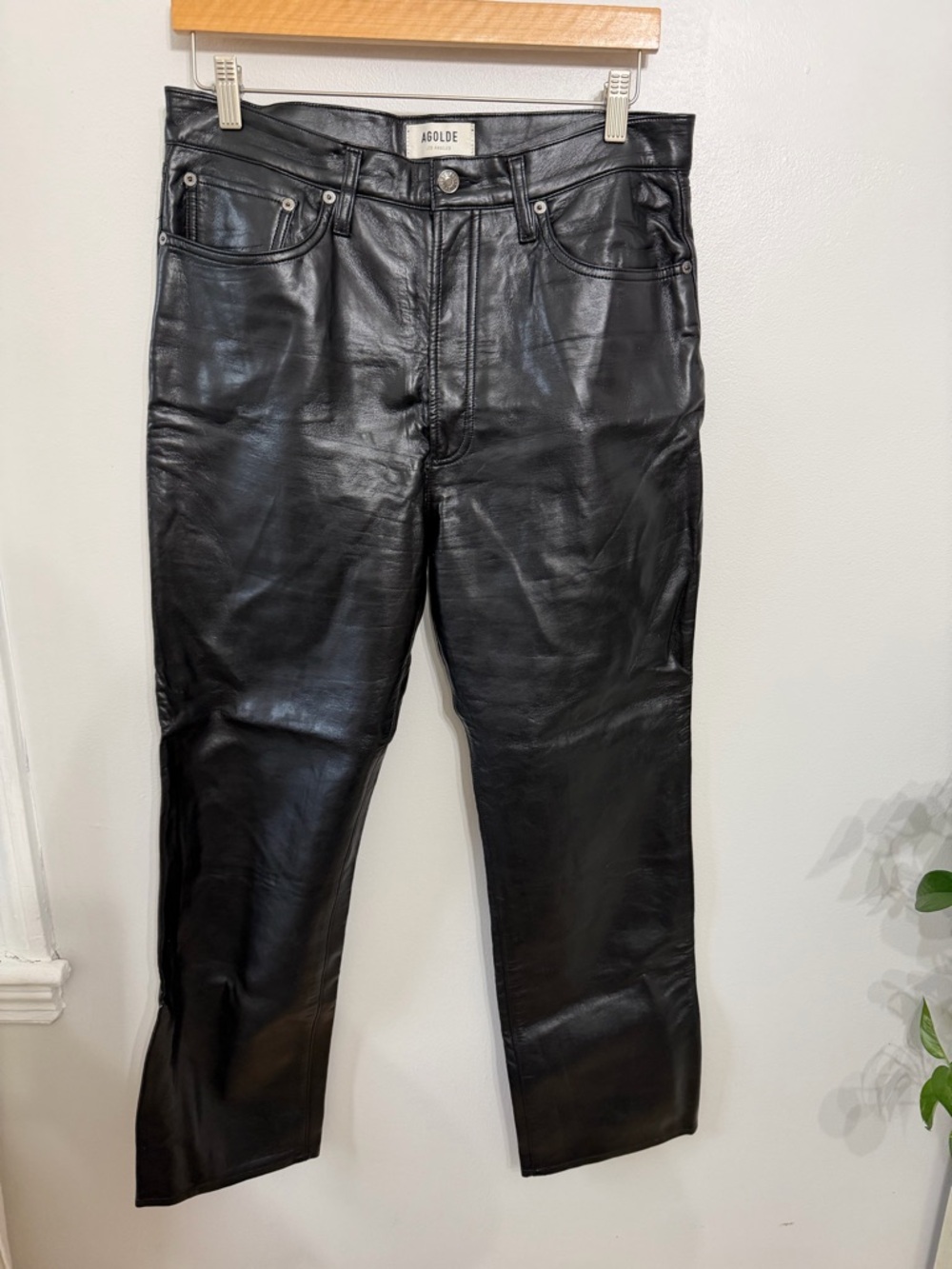 Agolde Recycled Leather Fitted 90's in Detox - Picture 4 of 7
